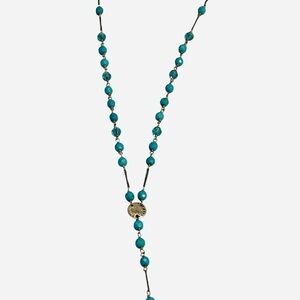 CHANN LUU 925 Sterling Turquoise Color Beaded Y-Style Lariat Faceted Necklace